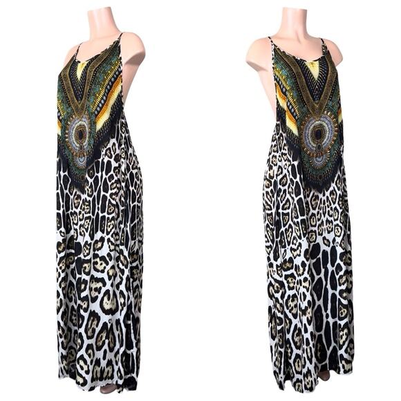Shahida Parides ANIMAL PRINT STRAPPY MAXI DRESS SZ M/L $359.00 - Picture 3 of 9